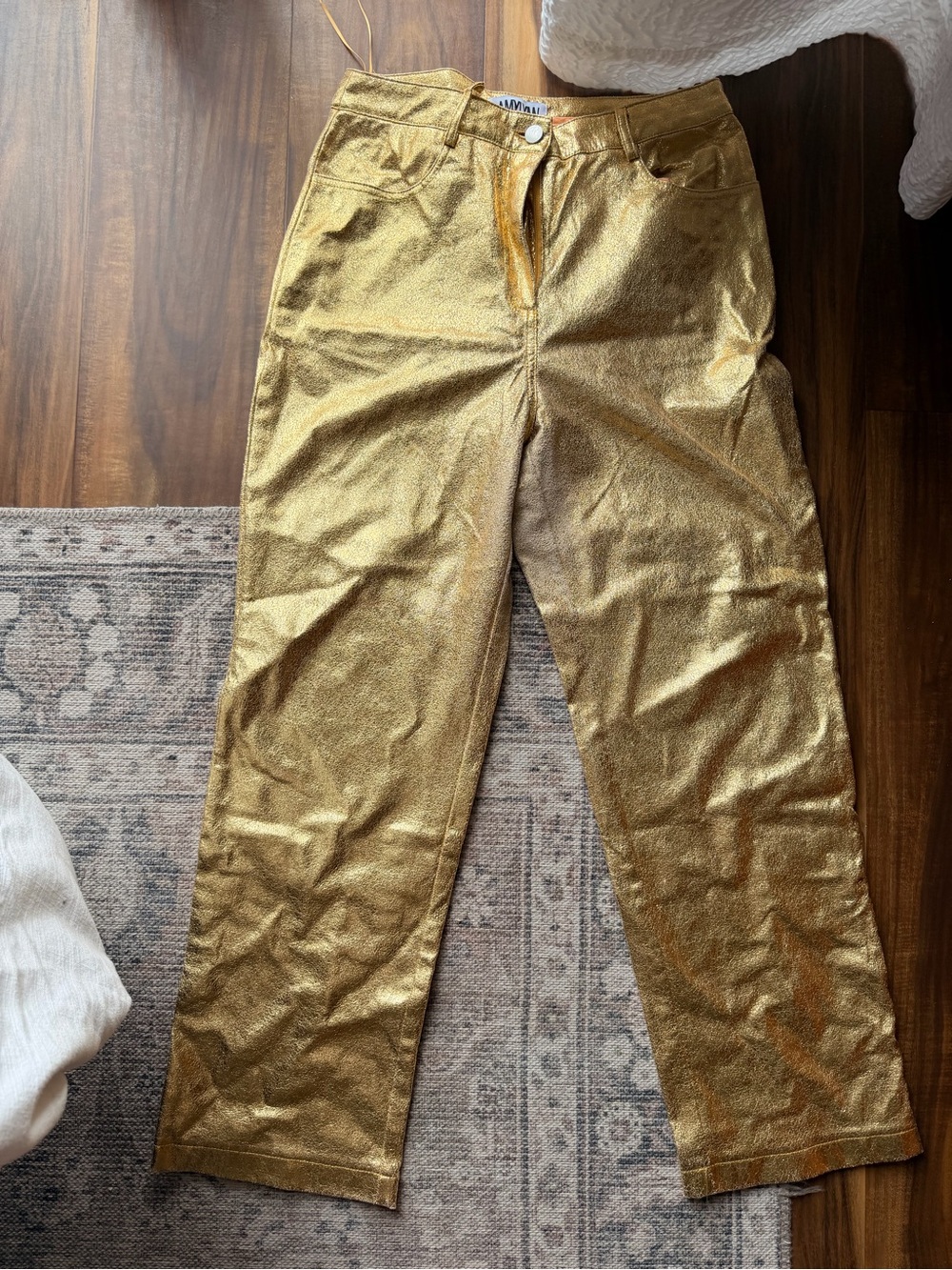 Metallic Gold Women’s Straight-Leg Pants